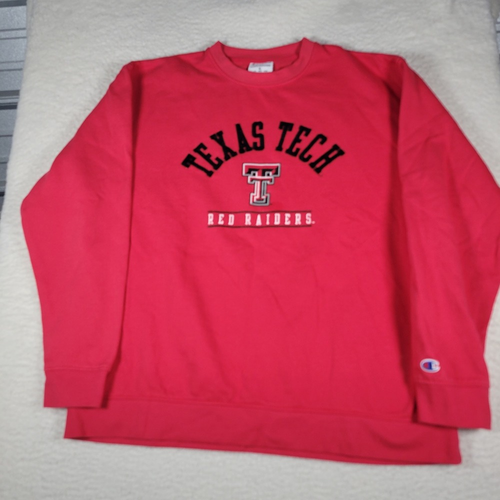 Champion Texas Tech Red Raiders Mens XL Red Embroidered Crewneck Sweatshirt